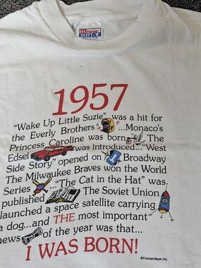 Hanes 1957 I Was Born! White Graphic Tee